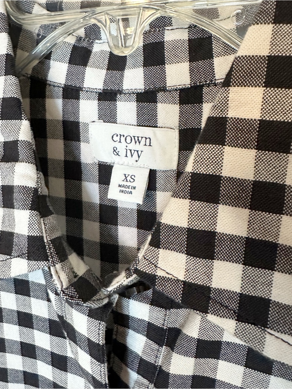 Crown and Ivy Black and White Gingham Shirt Dress with Pockets- size XS - Picture 11 of 12